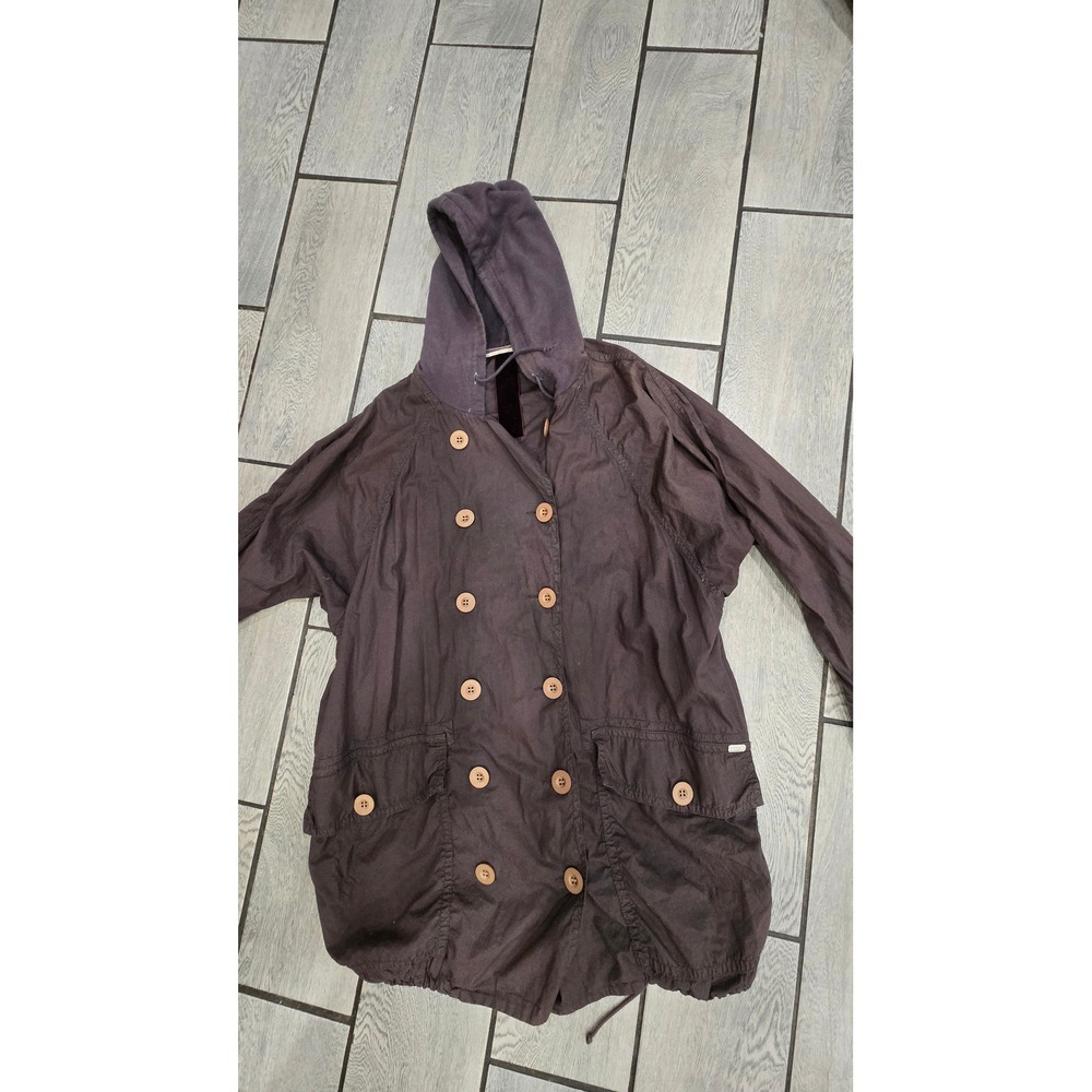 Nolita Italy Double Breasted Hooded Jacket Brown Cotton Blend Size 48 IT L